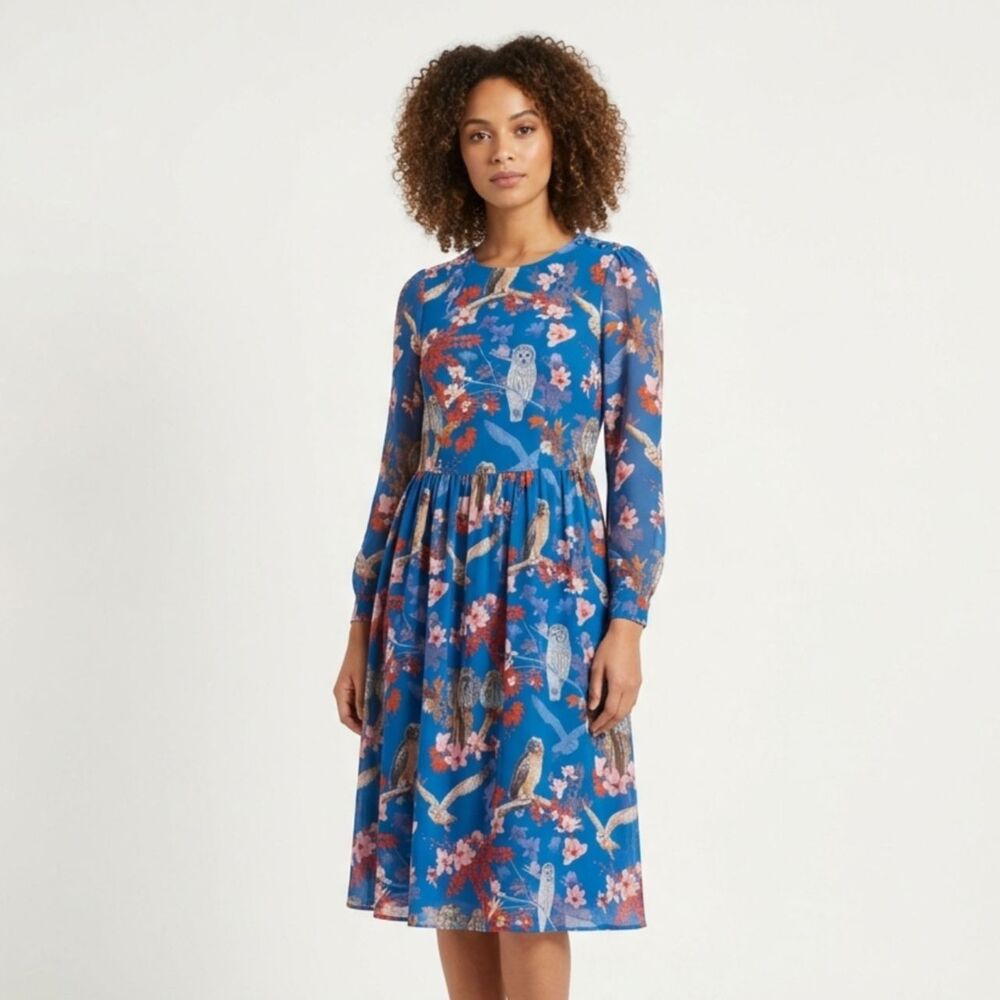 Yumi London Owl & Floral Midi Dress |‎ ModCloth Whimsigoth | Size M